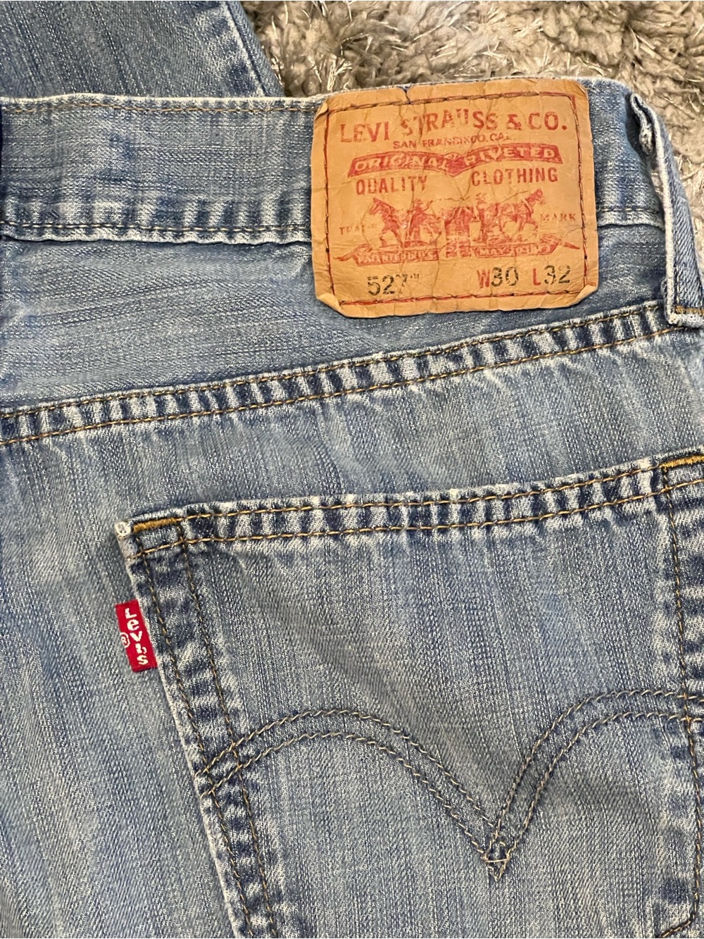 Levi’s 527™ Slim Bootcut Men's Jeans light wash distressed- Size 30x32 - Picture 3 of 4